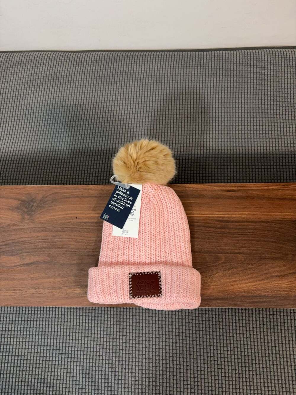 Love Your Melon Pink Cuffed Beanie with Removable Pom